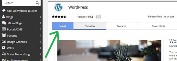 Softaculous WordPress Installation Window Softaculous WordPress Installation Window