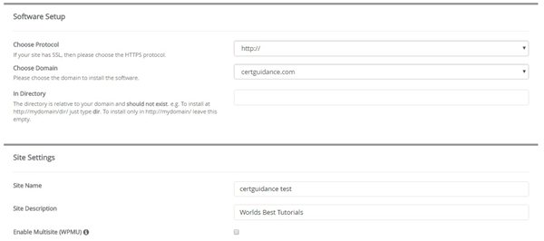 Softaculous WordPress site url directory Softaculous WordPress site url directory