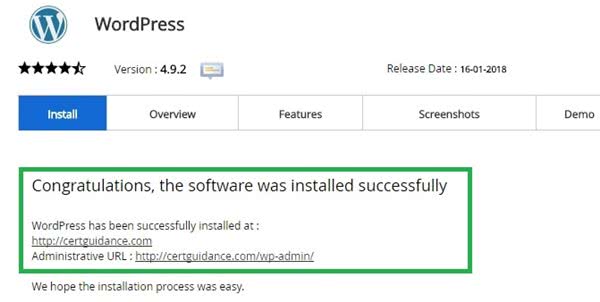 Softaculous WordPress Installation Complete Softaculous WordPress Installation Complete